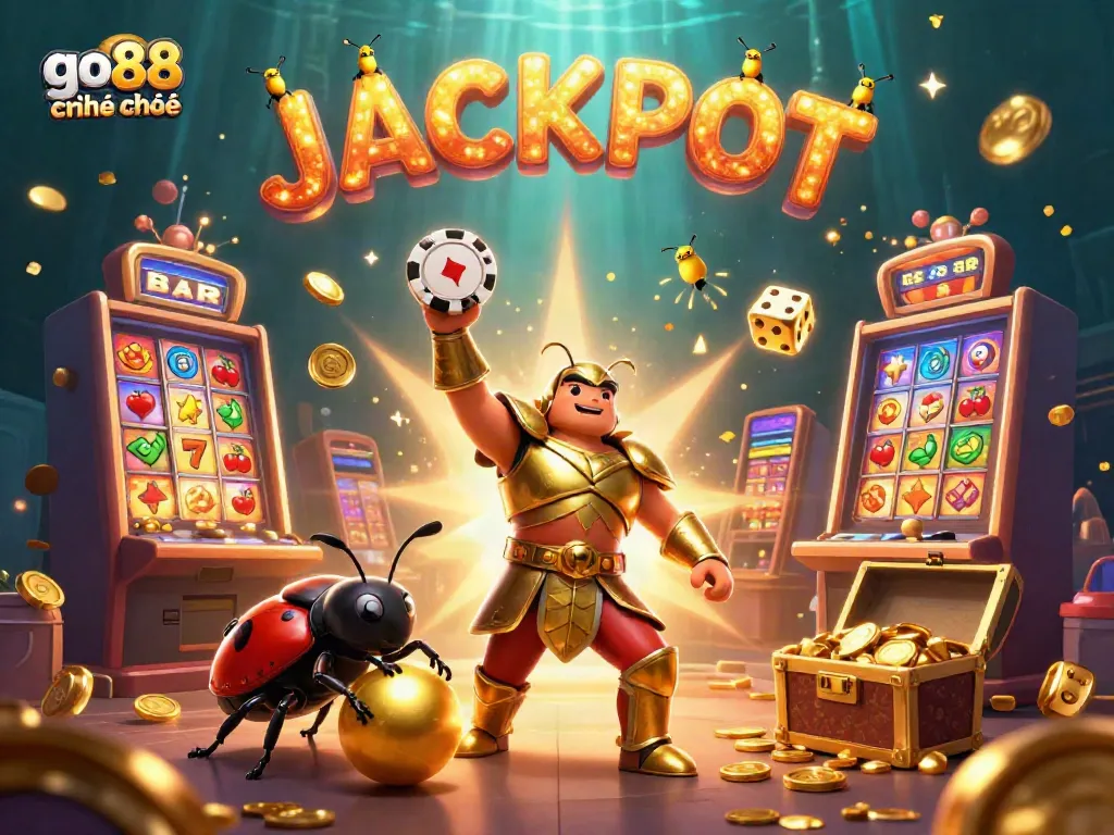 Experience the excitement of go88 chính chủ with dynamic characters and jackpot scenes in a vibrant casino atmosphere