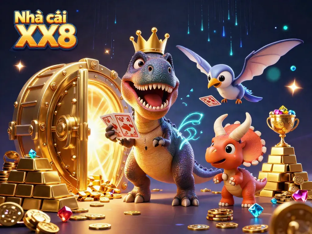 Engage with Nhà cái XX8's thrilling casino adventure featuring unique characters, cards, and treasures.