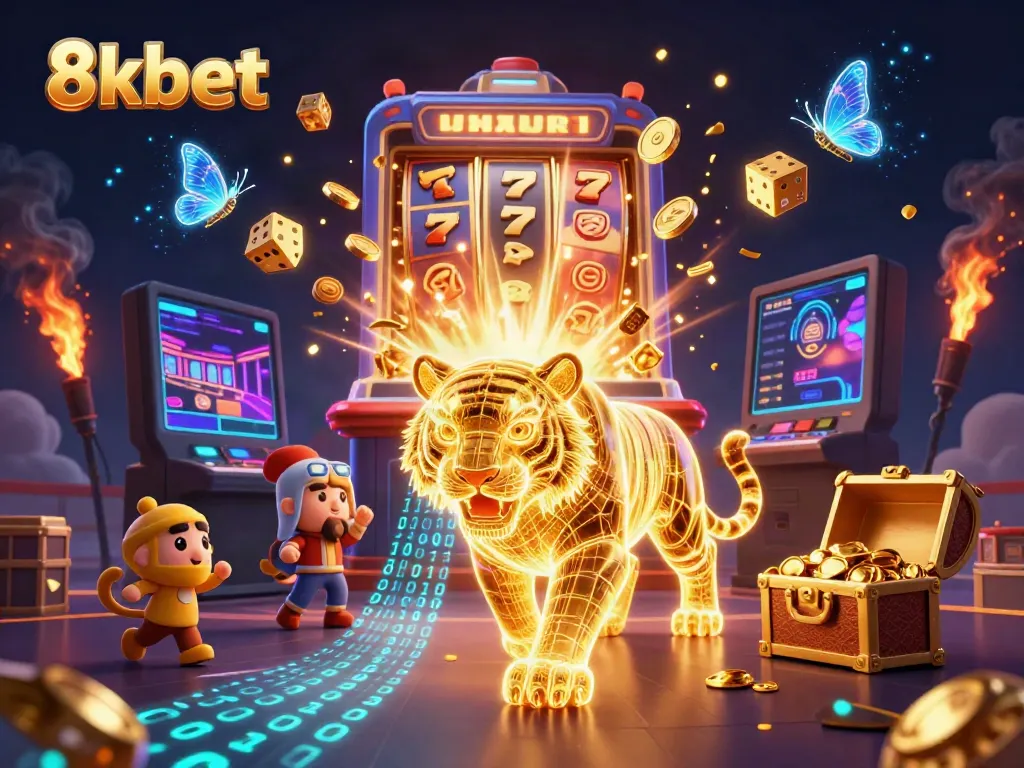 Experience the thrilling world of 8xbet with a vibrant casino scene bursting with excitement and color.