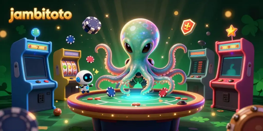 Join the adventure with jambitoto as the alien octopus leads an exciting holographic poker game.