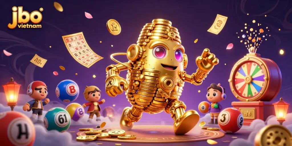Play exciting games with jbo vietnam, featuring colorful lottery elements and a dynamic casino atmosphere.