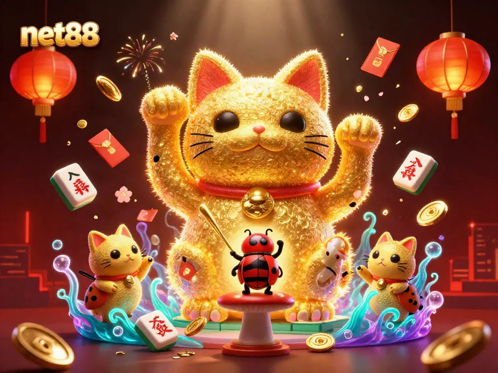 Experience the magic of net88 with a vibrant and rich 3D illustration capturing casino excitement.