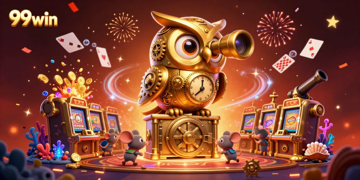 Spin to win with 99win in this vibrant, immersive casino scene featuring unique characters and gaming action.