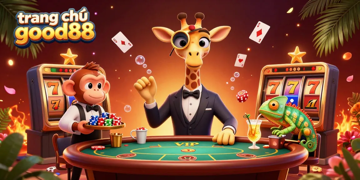 Experience the excitement of trang chủ good88 with a vibrant casino scene featuring playful characters and dynamic game elements.