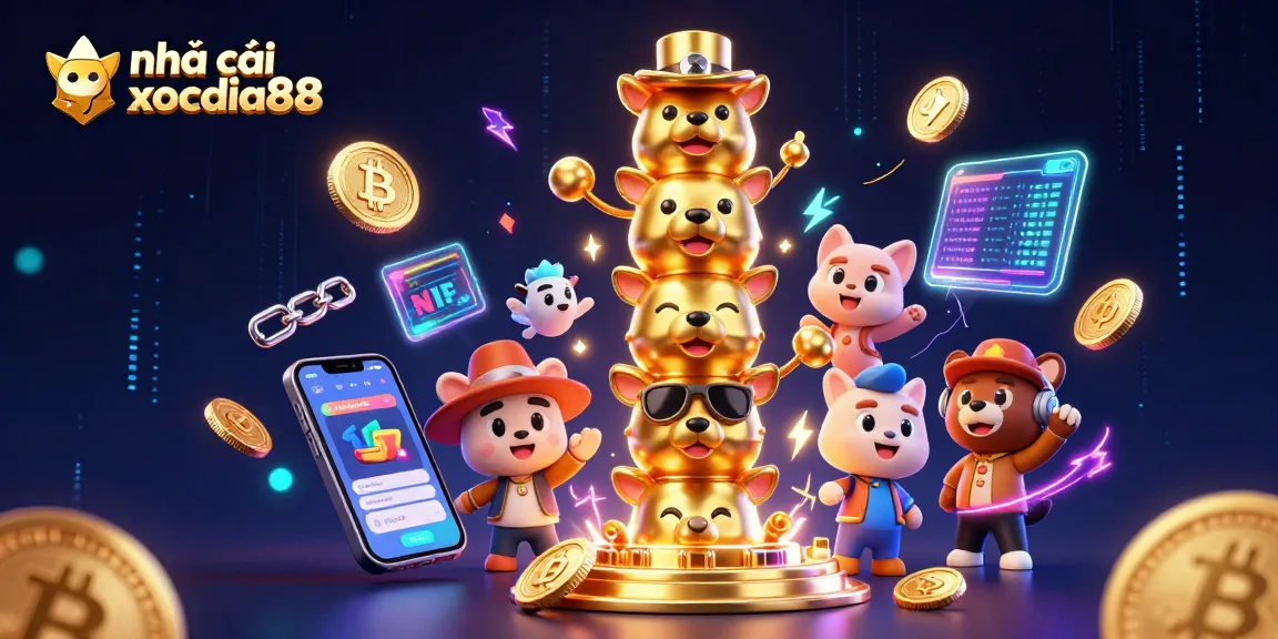 Play at nhà cái xocdia88 with vibrant gaming elements and captivating characters in a dazzling casino-themed scene.