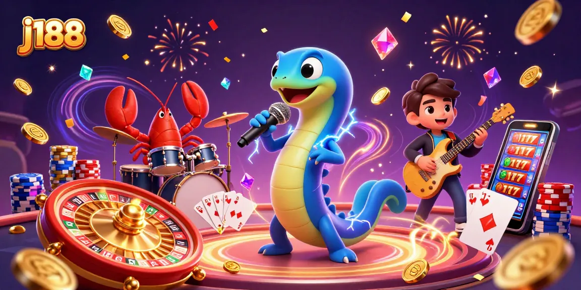 Experience the excitement of j188 with a lively underwater casino scene featuring characters in a musical performance.