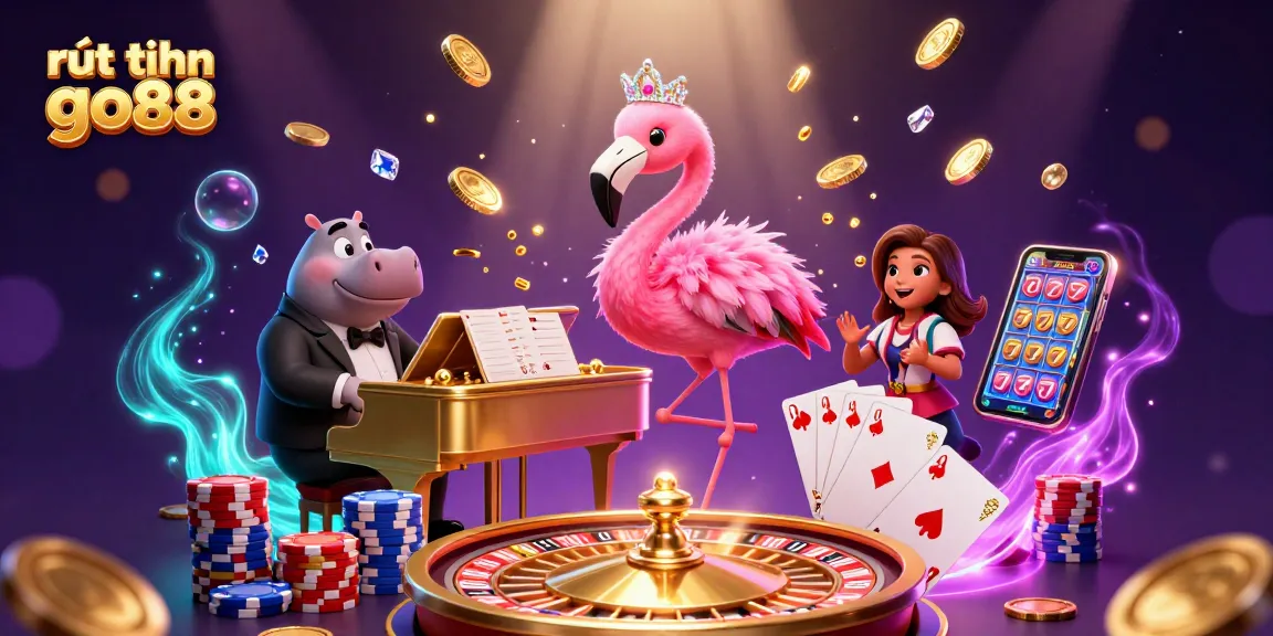 Experience the thrill of rút tiền go88 with an exciting scene of vibrant characters and dazzling casino elements.