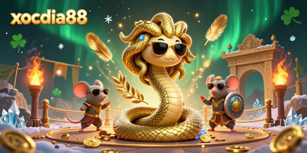 Join the exciting world of xocdia88 with vibrant gambling elements and mythological characters.