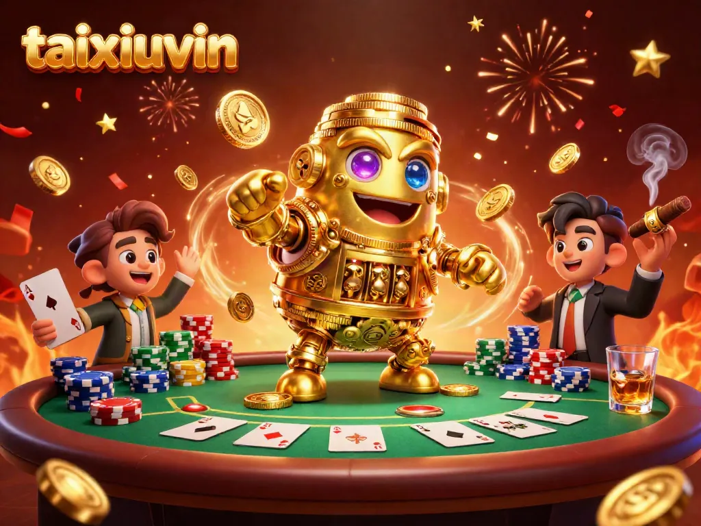 Engage in thrilling gameplay with taixiuvin’s vibrant casino scene featuring a golden golem.