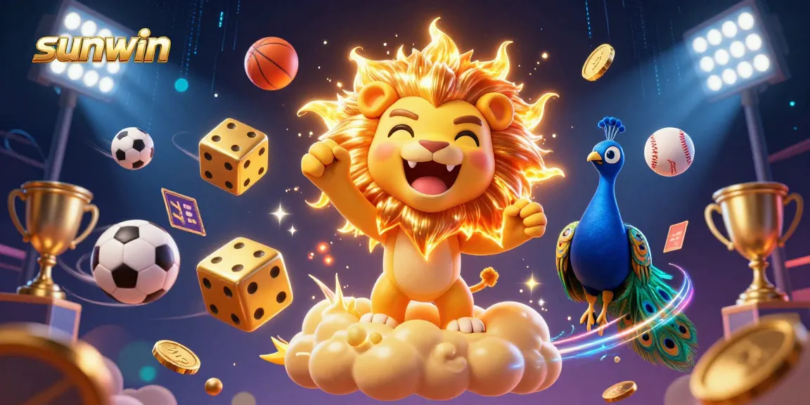 Experience the thrill of sports betting with sunwin's vibrant 3D casino illustration featuring dynamic elements.