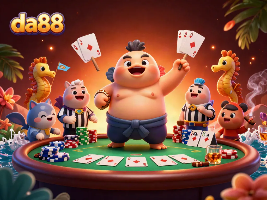 Engage with da88's thrilling casino experience featuring a lively underwater poker game.