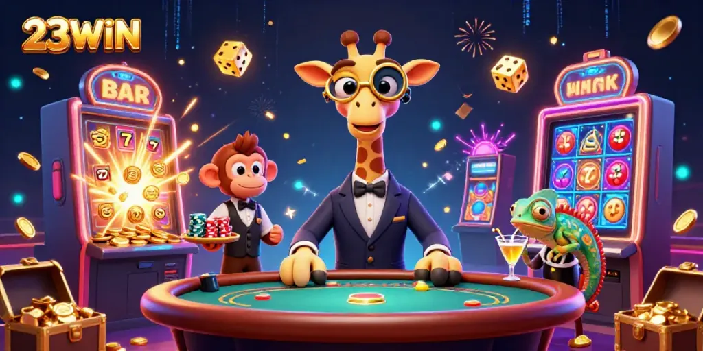 Experience the exhilarating world of 23WIN with high-stakes gaming and vibrant characters.