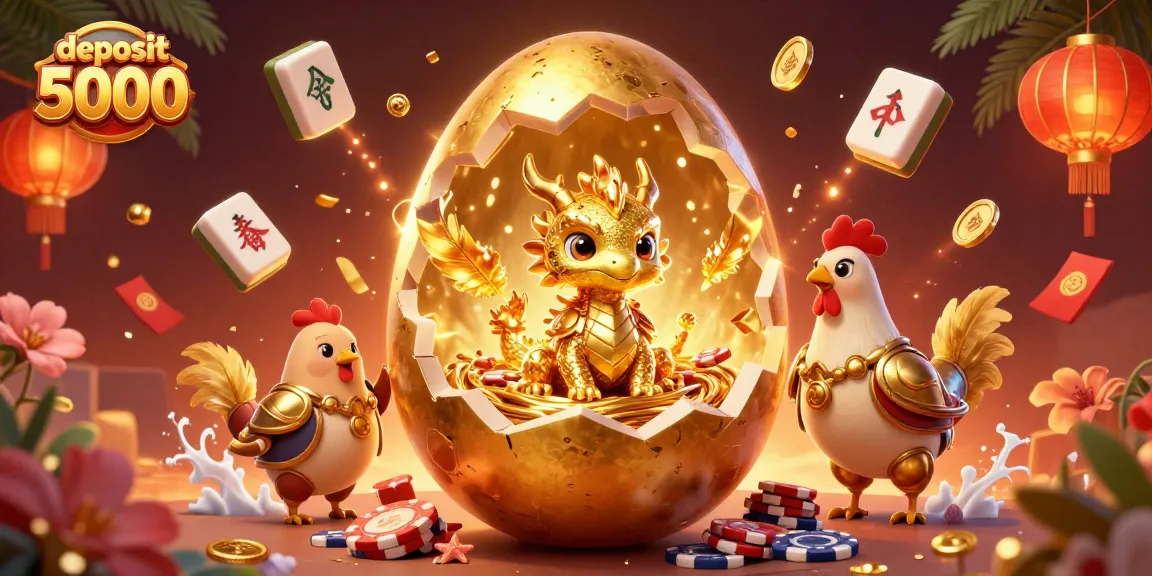 Experience the allure of deposit 5000 gameplay with a golden dragon and poker chips in this captivating illustration.