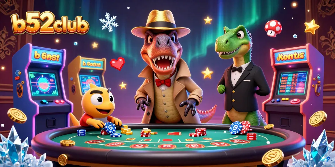 Experience high-stakes gaming action at b52club with vibrant casino visuals and dynamic characters.