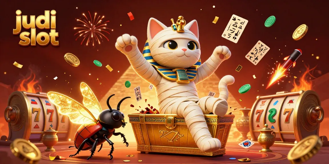 Engage in judi slot excitement with a vibrant pyramid casino scene featuring animated characters and dynamic elements.