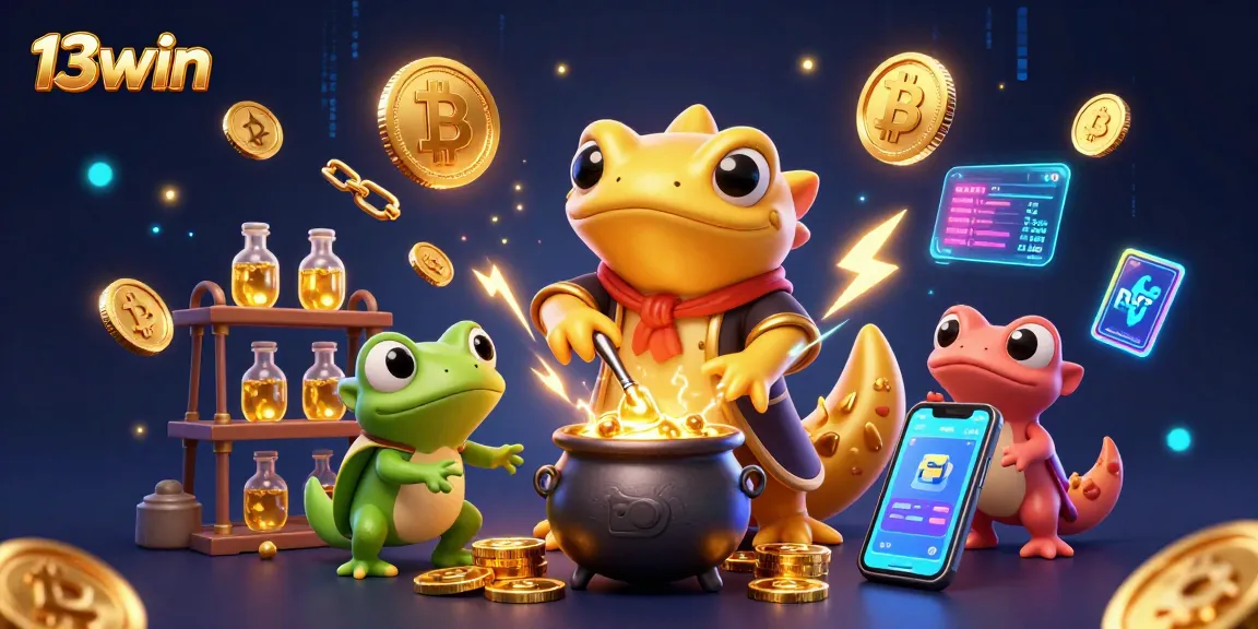 Experience thrilling chances to win with 13win's vibrant casino universe full of gold and crypto.