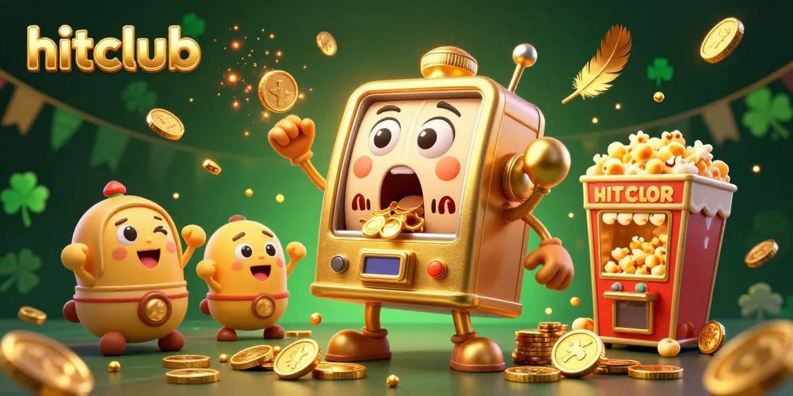 Hitclub celebrates a jackpot moment with dynamic golden slot machines amidst an exciting casino atmosphere.