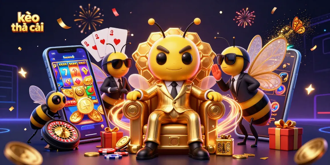 Bet on kèo nhà cái with a dynamic scene featuring a bumblebee mob boss and gambling elements.