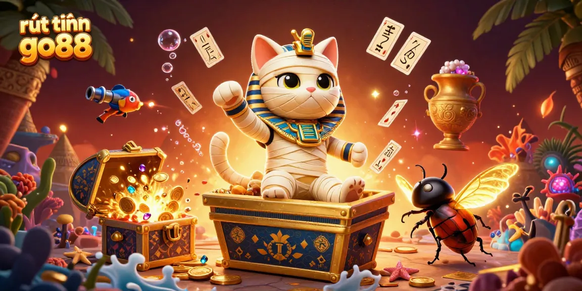 Experience rút tiền go88 in a vivid 3D casino scene featuring unique characters and gaming elements.