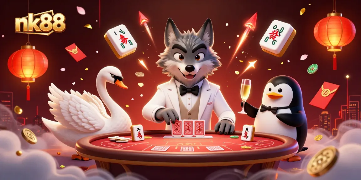 Engage at nk88 with a vibrant casino atmosphere featuring animated characters and dynamic gaming elements.
