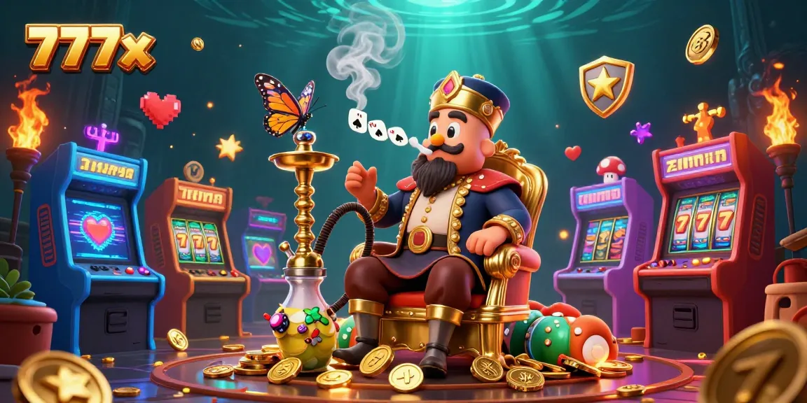 Engage in thrilling gameplay with the vibrant 777x casino scene featuring unique characters and rich gaming elements.
