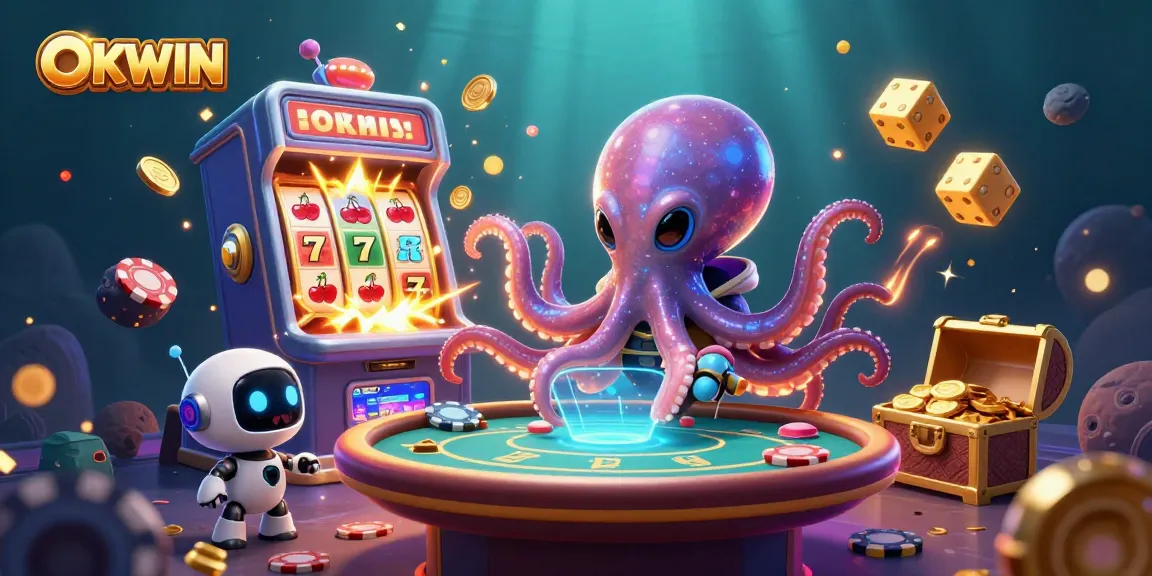 Experience thrilling gameplay at OKWIN with an alien octopus dealer and dynamic casino elements.