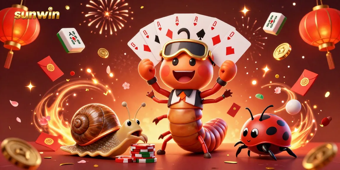 Experience thrilling gameplay at Sunwin with a high-energy 3D casino dealer illustration and vibrant gaming elements.
