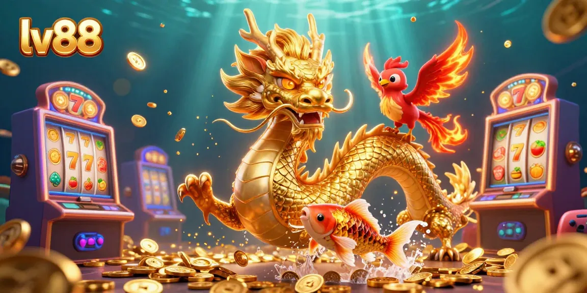 Experience thrilling gameplay at lv88 with vibrant slot machines and charming mythical creatures.