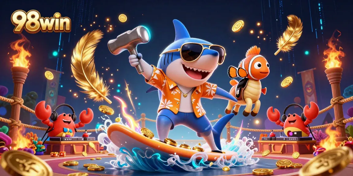 Experience thrilling excitement at 98win with a vibrant casino scene showcasing epic wins and rewards.