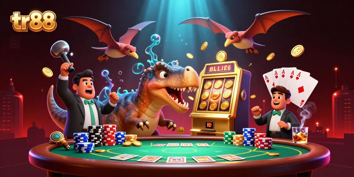 Catch golden coins at TR88 with a pachycephalosaurus jackpot moment in this dynamic casino scene.